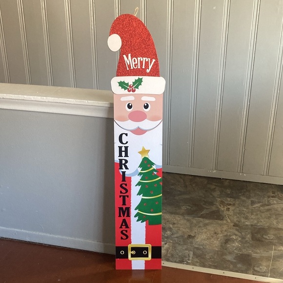 NWT- 48” Merry Christmas Santa Wooden Leaner or Hanger Decoration Sign - Picture 14 of 17